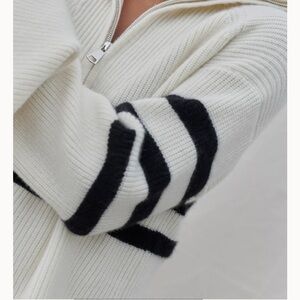 Brigitte Herskind Cashmere White and Black Striped Women's Sweater